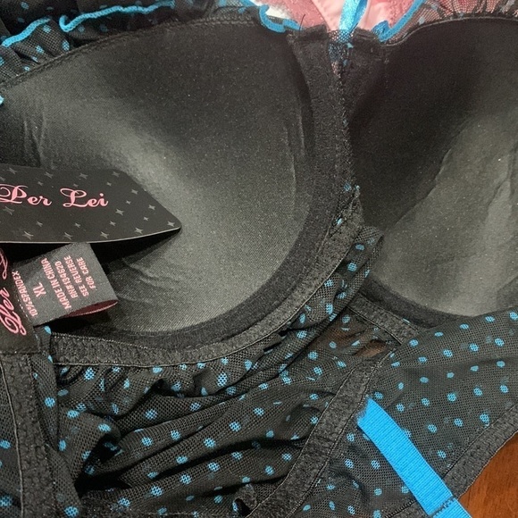 NWT Black/turquoise babydoll sleep dress chemise Womens Sz XL - Picture 12 of 16